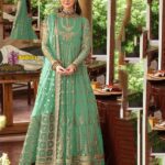Luxury Heavy work Unstitched Net Wedding Desinger Maxi Frock Dress with Net Embroidered Dupatta