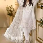 Luxury Heavy work Unstitched Organza Wedding Desinger White Dress with Net Embroidered Dupatta