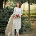 Luxury Heavy work Unstitched organza Wedding Desinger White Dress with organza Embroidered Dupatta
