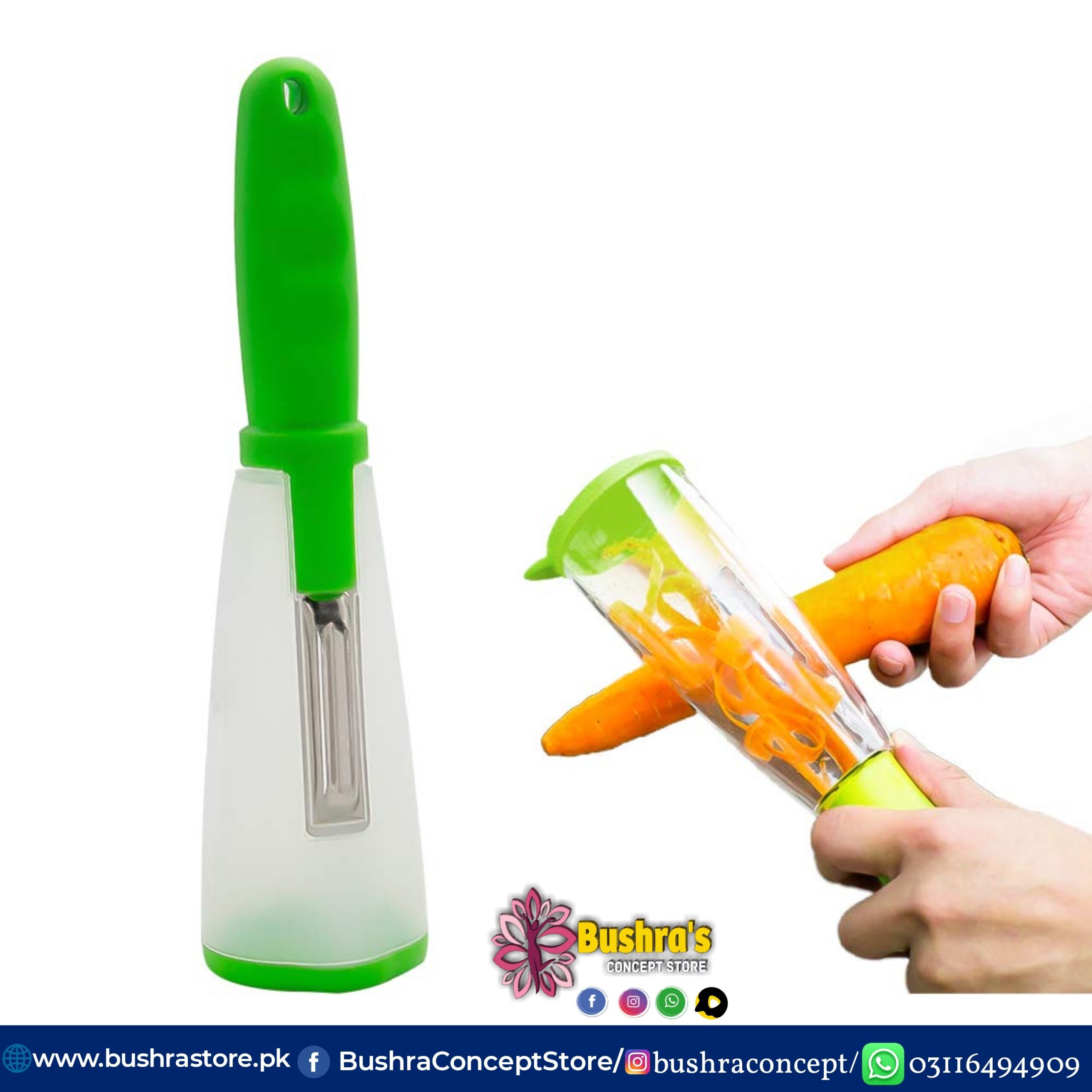 Vegetable Peeler With A Container For Peelings, And A Kitchen Gadget