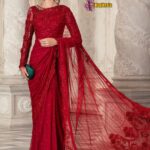 Luxury Heavy work Unstitched Net Wedding Desinger Red Saree Dress