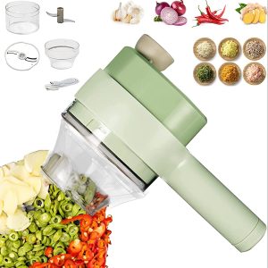 4 In 1 Portable Electric Vegetable Cutter Set Vegetable Chopper Electric Small Food Processor Garlic Chopper Mincer Dicer Food Grinder