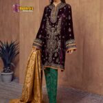 Luxury Heavy Work Unstitched Wedding Desinger Velvet Dress With Silk printed shall Dupatta
