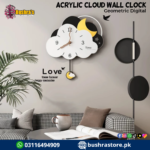 Acrylic Cloud Wall Clock with Pendulum White Simple Cartoon Wall Clock Mute Geometric Digital Hanging Watch