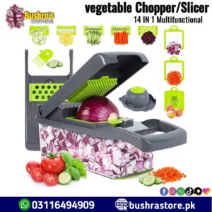 14-in-1 Multifunction Vegetable Chopper & Mandoline Slicer with 8 Interchangeable Stainless Steel Blades
