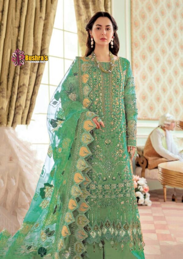 Luxury Heavy work Unstitched chiffon Wedding Desinger  Dress with Organza Embroidered Duppata