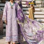 Elegant Luxury lawn scifflie Embroidered unstitched Designer Dress with silk Digital Printed Dupatta