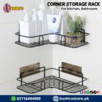Kitchen Storage Rack Shower Rack Iron Shampoo Stand with Stickers Bathroom Corner Rack