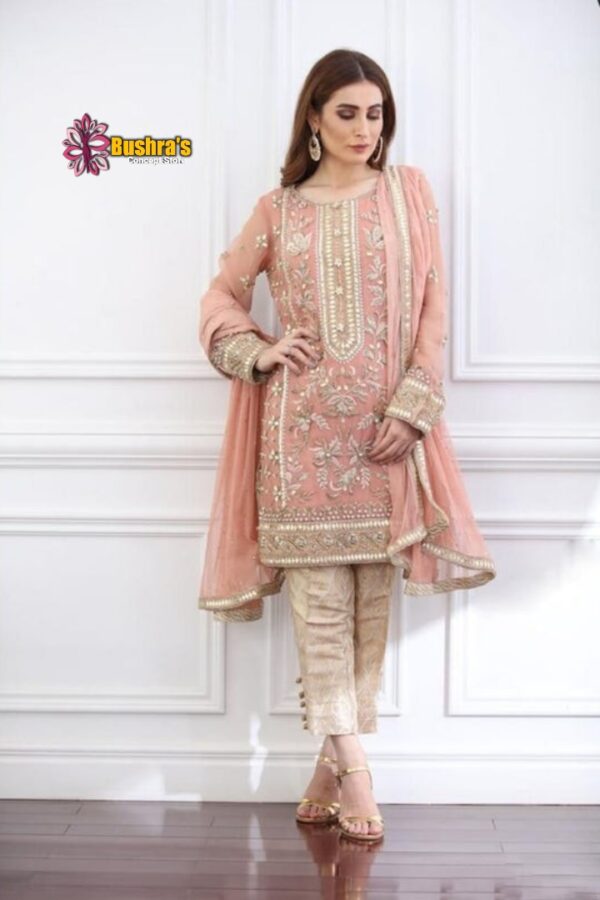 Luxury heavy work  unstitched wedding Designer Mehsori Dress with NET Embroidered Dupatta