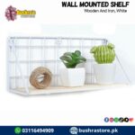 Wall Mounted Wooden And Iron Shelf White