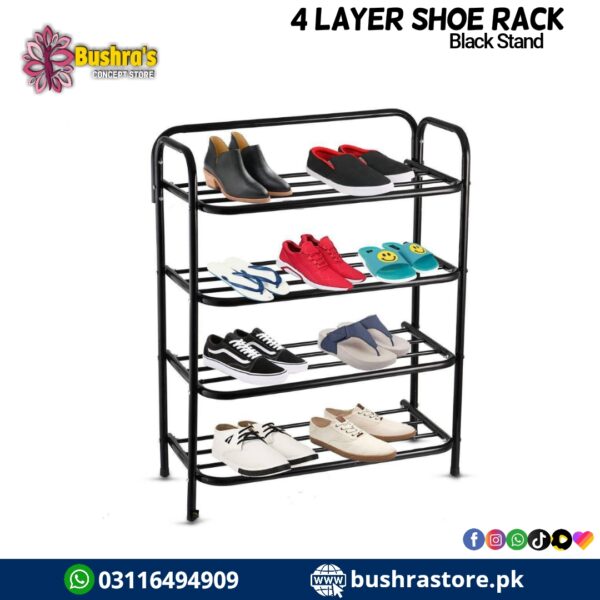 4 Layer Shoe Rack Stand Black