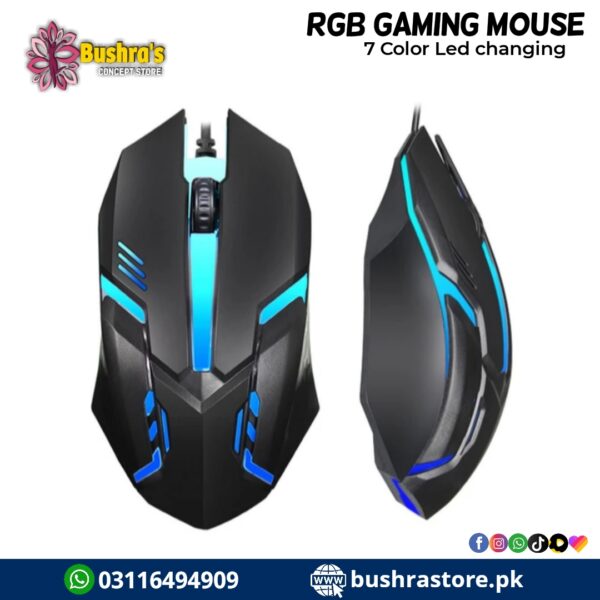 Gaming Mouse Shift Wheel 3D USB Bright Breathing Light PC Mouse for Gaming 7 Color Led changing