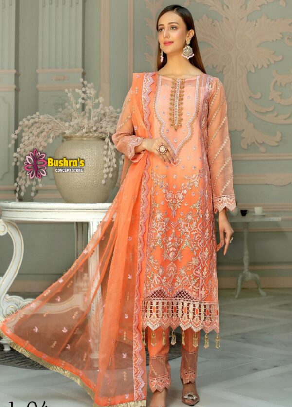 Luxury heavy work unstitched wedding Designer Organza Dress with Organza Embroidered Dupatta