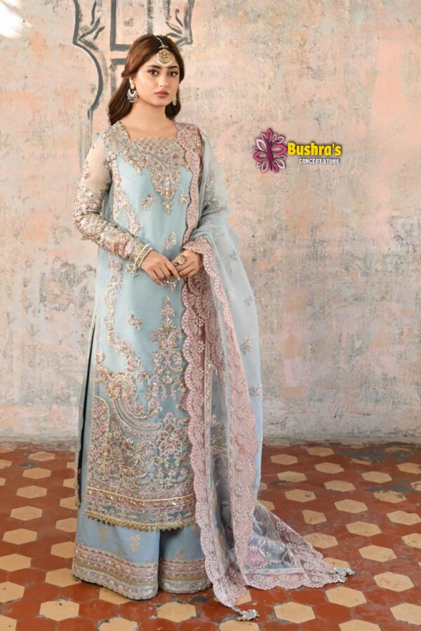 Luxury heavy work unstitched wedding Designer Organza Dress with Organza Embroidered Dupatta