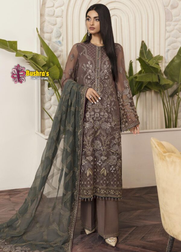 Luxury heavy work unstitched wedding Designer Organza Dress with Organza Embroidered Dupatta