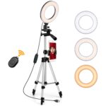 Selfie Ring Light with Tripod Stand & 1 Phone Holder,Anbes Dimmable Led Camera Ringlight