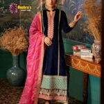 Velvet Luxury Heavy work Unstitched Wedding Desinger Black Dress With Organza Embroidered Dupatta