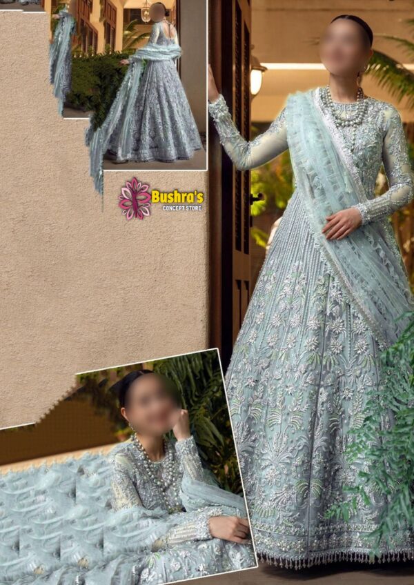 Luxury have work Unstitched Organza Wedding Desinger Frock Maxi Dress with Embroidered Dupatta