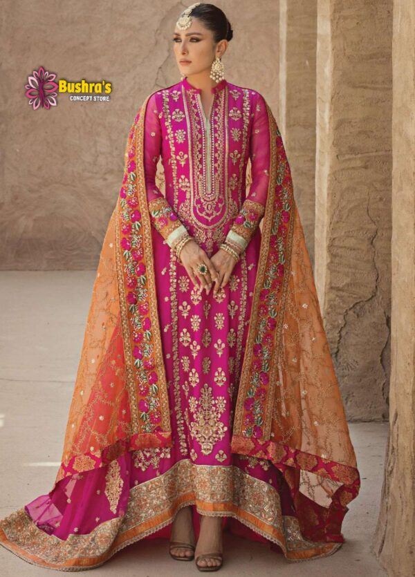 Luxury Heavy work Unstitched Wedding Desinger Organza pink Dress With  Embroidered Dupatta