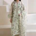 Printed Cotton Net Unstitched Designer Dress with Printed Embroidery Organza Dupatta