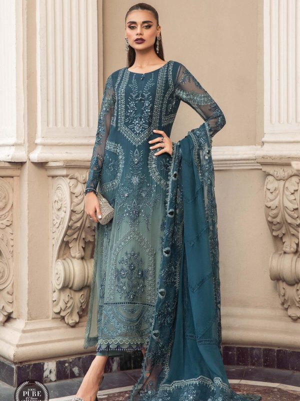 Luxury Heavy work Unstitched 
chiffon Wedding Dress With Embroidered Dupatta