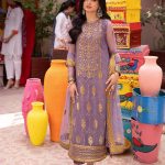 Luxury Heavy work Unstitched 
chiffon Wedding Dress purple With Embroidered Dupatta