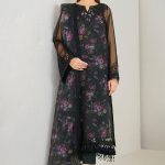 Luxury Heavy work Unstitched 
Organza Wedding black Dress With Embroidered Dupatta