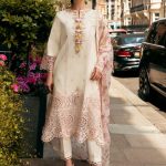Summer Luxury Lawn Unstitched Off white Dress with Silk Digital Printed Dupatta