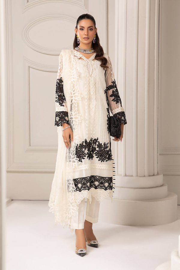 Luxury Heavy work Unstitched Organza Wedding white Dress With Embroidered Dupatta