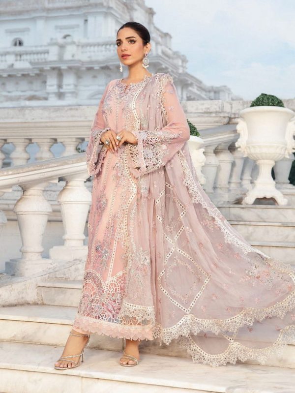 Luxury Heavy work Unstitched Chiffon Wedding Dress With Chiffon Embroidered Dupatta