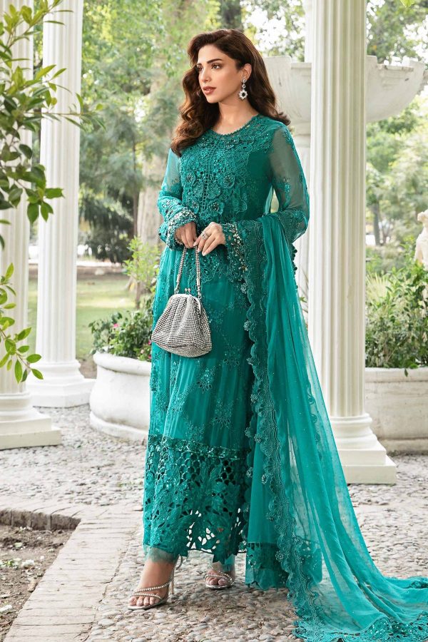 Luxury Heavy work Unstitched Chiffon Wedding Dress With Chiffon Embroidered Dupatta