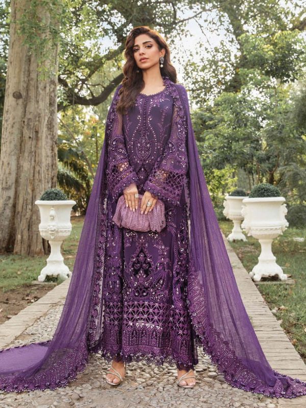 Luxury Heavy work Unstitched Chiffon Wedding Dress With Chiffon Embroidered Dupatta