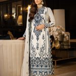 Luxury Heavy work Unstitched Chiffon Wedding white Dress With Chiffon Embroidered Dupatta