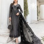 Elegant Luxury Work Unstitched Wedding Partywear Nikha Walima Engagement Mehndi Mayon Black Dress