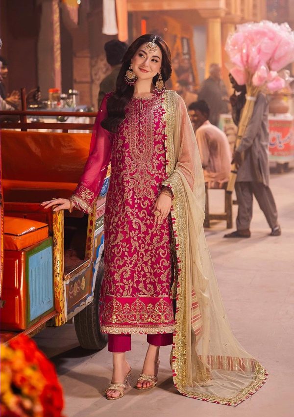 Elegant Luxury Work Unstitched Wedding Partywear Nikha Walima Engagement Mehndi Mayon Pink Dress