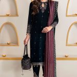 Velvet Luxury Work Unstitched Wedding Partywear Nikha Walima Engagement Mehndi Mayon zink Dress