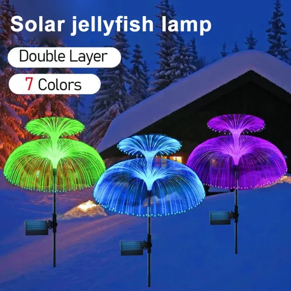 Double Layer Jellyfish Solar Lamp Light 7 Colors