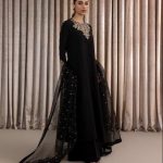 Velvet Luxury Unstitched Wedding Partywear winter Black Dress
