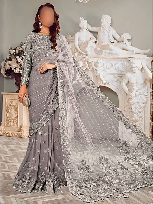 Elegant Luxury Work Unstitched Wedding Partywear Nikha Walima Engagement Mehndi Mayon Saree Dress