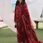 Elegant summer Luxury Lawn Cotton Unstitched Maroon Dress