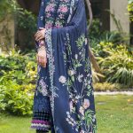 Elegant Summer lawn cotton Luxury  Unstitched blue Dress