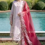Elegant summer Luxury Lawn Chikankari Unstitched Pink Dress