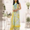 Elegant Digital Printed Embroidered Summer Lawn Lemon Yellow Dress
