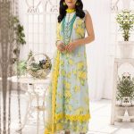 Elegant Digital Printed Embroidered Summer Lawn Lemon Yellow Dress