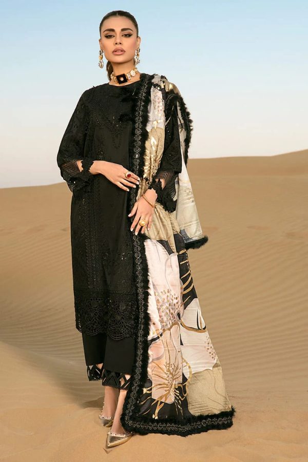 Elegant Luxury Chikankari Embroidered Summer Lawn Black Dress