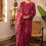 Elegant Luxury Embroidered Summer Lawn Cotton Red Maroon Dress