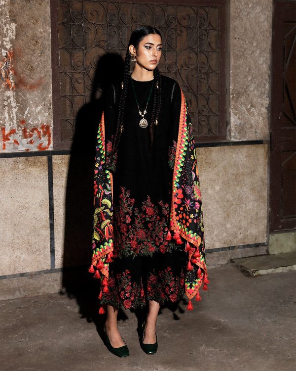 Elegant Luxury Chikankari Embroidered Summer Lawn Cotton Black Dress
