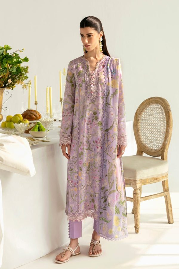 Elegant Luxury Embroidered Summer Lawn Purple Dress