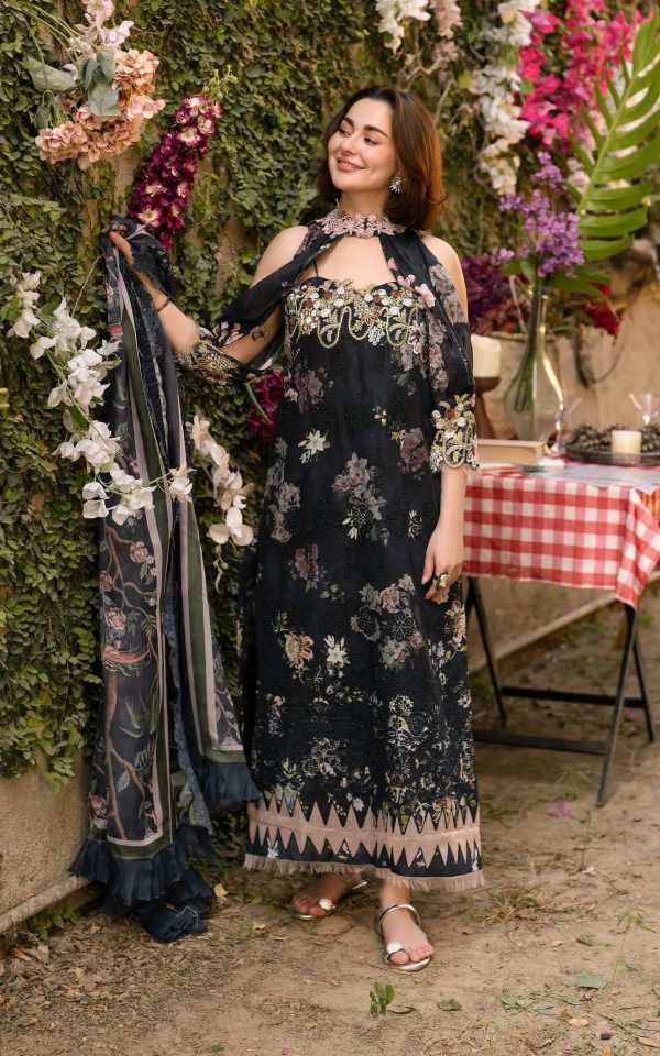 Elegant Printed Embroidered Summer Lawn Black Dress