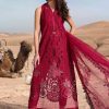 Elegant Luxury  Embroidered Summer Lawn Cotton Chikankari Red Maroon Dress